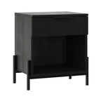 Table de chevet moderne à tiroir cannelé avec niche ouverte noire