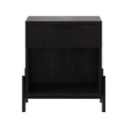 Table de chevet moderne à tiroir cannelé avec niche ouverte noire