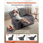 Canapé inclinable VEVOR Loveseat, canapé inclinable manuel avec chauffage et massage, canapé inclinable doux en velours côtelé avec ports USB, porte-gobelets, gris