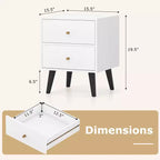 Table de chevet Costway 1/2 pièce avec 2 tiroirs de rangement, petite table d'appoint avec poignées dorées