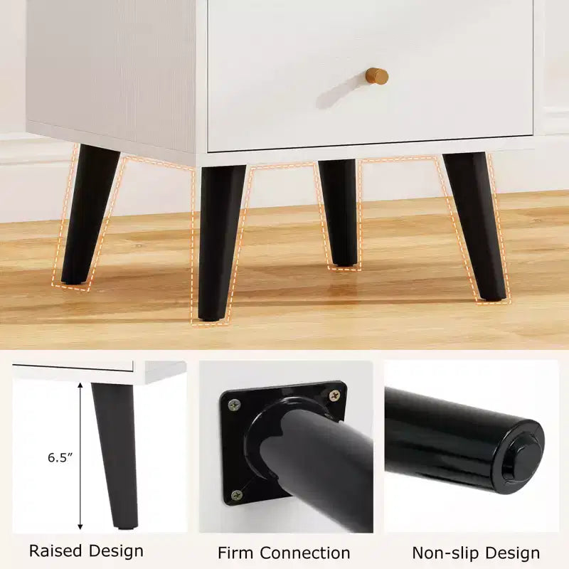 Table de chevet Costway 1/2 pièce avec 2 tiroirs de rangement, petite table d'appoint avec poignées dorées