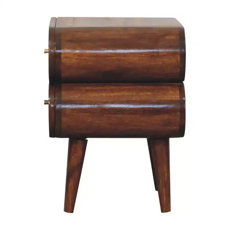 Table de chevet HomeRoots 20 en bois massif de châtaignier à deux tiroirs