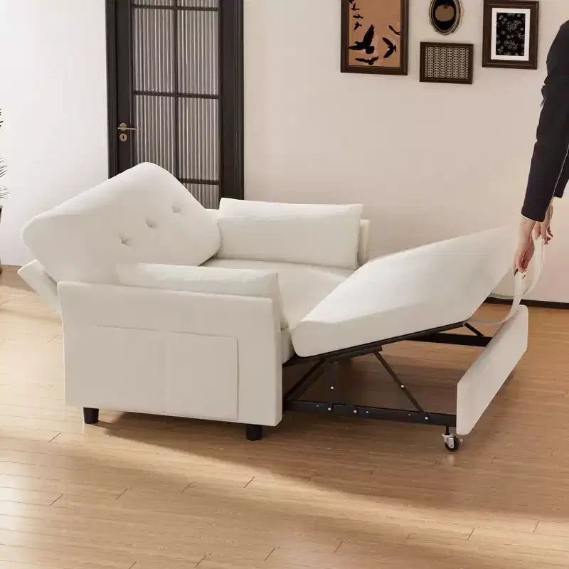 Canapé convertible Dyonery en chenille, causeuse dépliante 3-en-1 avec dossier inclinable 5 positions, poche latérale et assemblage sans outils