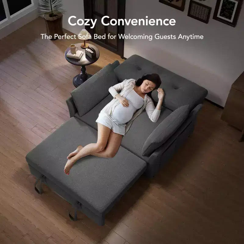 Canapé convertible Dyonery en chenille, causeuse dépliante 3-en-1 avec dossier inclinable 5 positions, poche latérale et assemblage sans outils