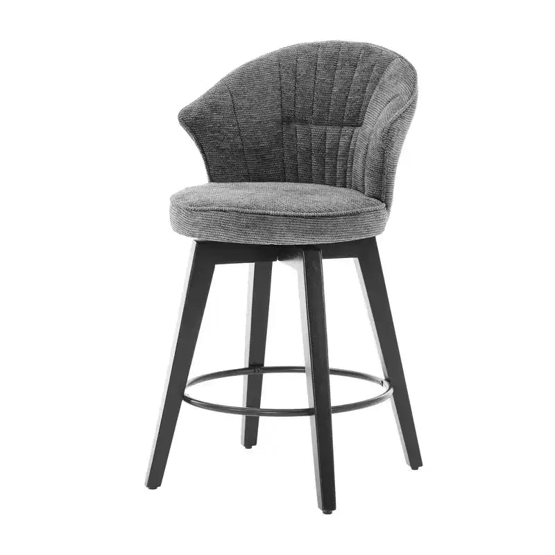 Homy Casa Lot de 2 tabourets de bar pivotants à dossier haut avec assise rembourrée et pieds en bois, gris