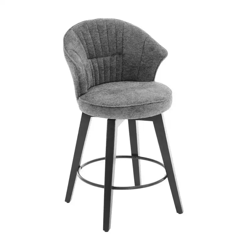 Homy Casa Lot de 2 tabourets de bar pivotants à dossier haut avec assise rembourrée et pieds en bois, gris