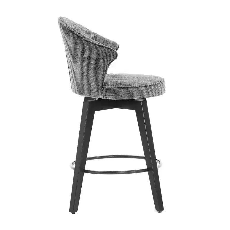 Homy Casa Lot de 2 tabourets de bar pivotants à dossier haut avec assise rembourrée et pieds en bois, gris