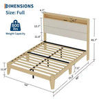 Lit rembourré Coolmee en bouclette avec éclairage LED RVB et station de recharge, tête de lit de rangement à 2 niveaux et support robuste à lattes en bois
