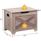 Banc de rangement, Coffre de rangement rétro en bois avec 2 charnières de sécurité, Supporte 136 kg, Banc de rangement ottoman pour chambre et salon, Gris