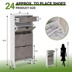 3 tiroirs abattants et 1 petit tiroir, meuble à chaussures, étagère à chaussures étroite en bois avec pieds en métal pour l'entrée