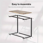 Table d'appoint en C, plateau de canapé pour ordinateur portable, table d'appoint pour café, support pour collations TV, cadre en métal, convient pour tables basses, canapés, salons, chambres à coucher
