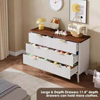 Commode à 6 tiroirs pour chambre à coucher, commode large de 120 cm avec profil incurvé