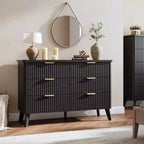 Commode à 6 tiroirs pour chambre à coucher, commode large de 120 cm avec profil incurvé