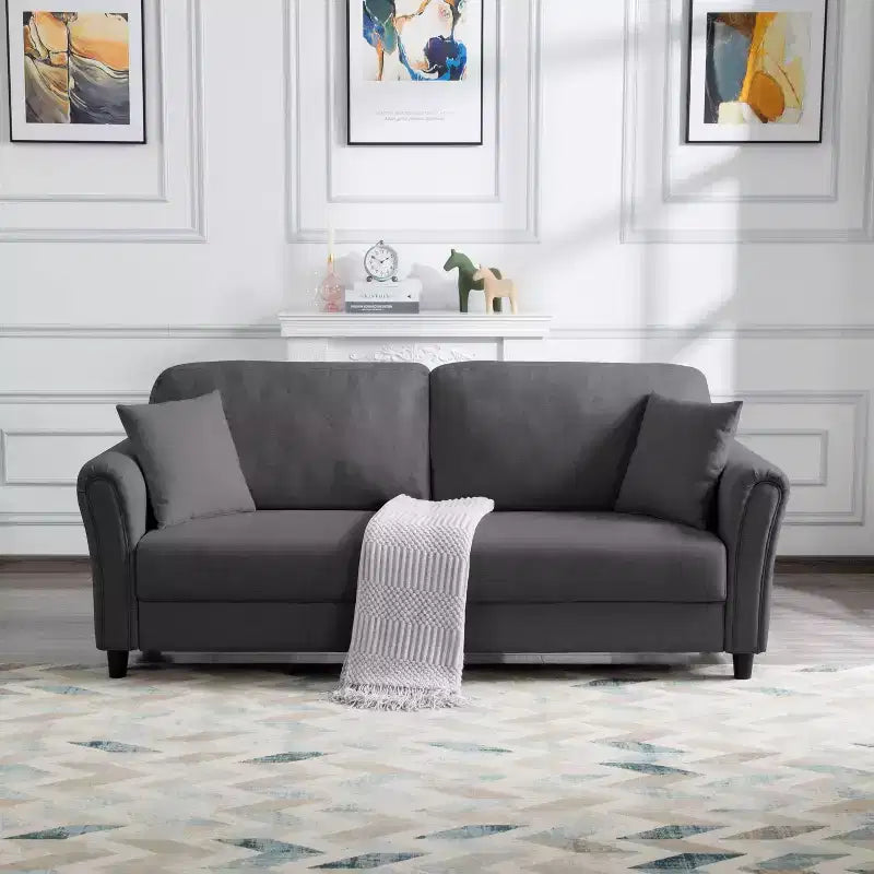 MAYEERTY 81.5 Modern 3-Seater Sofa - Minimalist Design, Linen Fabric, Removable Washable Covers & 2 Pillows