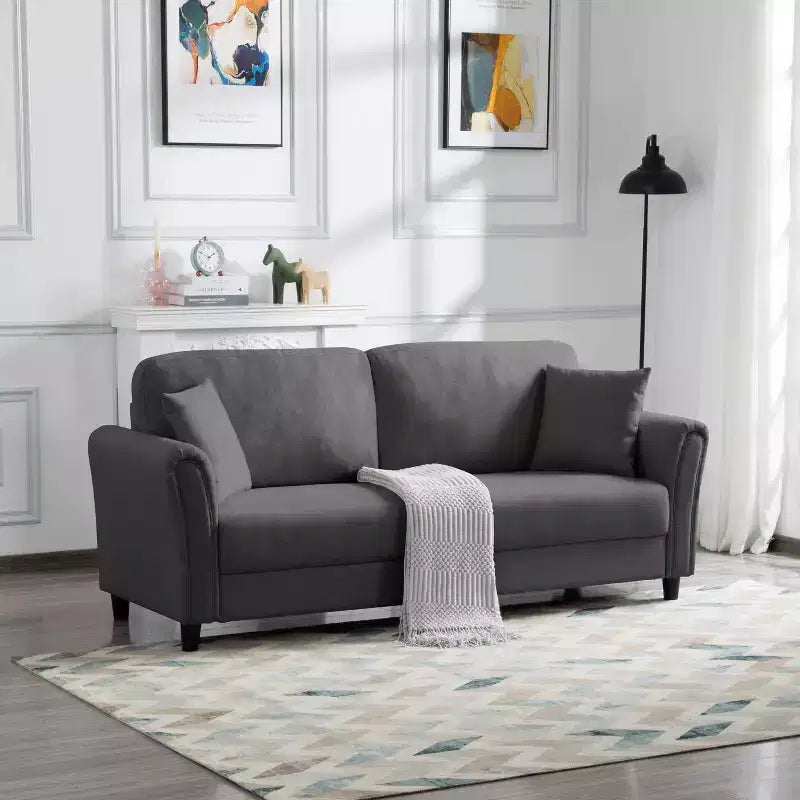 Canapé moderne 3 places MAYEERTY 81.5 - Design minimaliste, tissu lin, housses amovibles lavables et 2 coussins