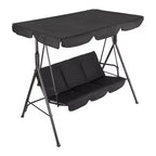 COZONY 3-Seat Black Patio Swing Chair - Adjustable Canopy & Armrests, Breathable Textilene Fabric Hanging Bench for Garden Poolside Backyard