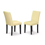 Ensemble table de salle à manger ronde 3 pièces table de 42 pouces avec 2 chaises Parsons - Similicuir PU couleur crème et pieds noirs