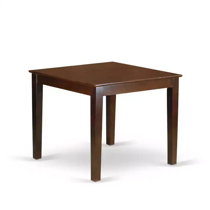 Ensemble Salle à Manger Rustique 3 Pièces Table Carrée & 2 Chaises Parsons - Pieds Acajou, Similicuir Marron