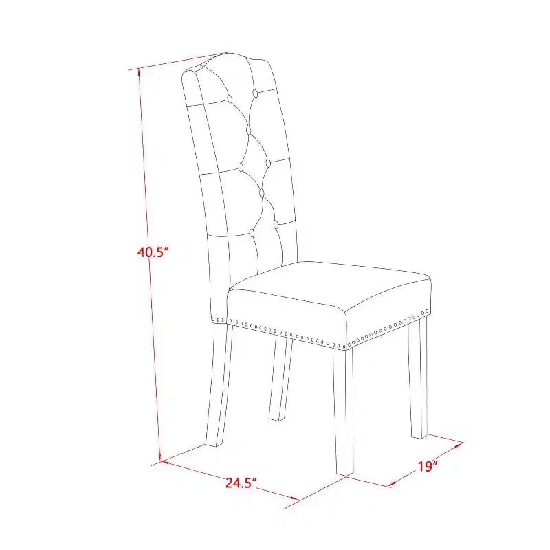 Ensemble de salle à manger 3 pièces en bois massif finition noir et cerisier - Boutons touffetés - 4 places