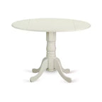 Round Kitchen Table Set - 3 Piece Dining Furniture with Dropleaf Table & 2 Chairs - 42 Inch White