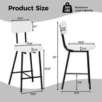 COZONY Lot de tabourets de bar rembourrés avec dossier incurvé, tabourets de comptoir à structure métallique pour îlot de cuisine, table de salle à manger, bar à domicile