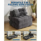 Canapé-lit pliant, Fauteuil lit convertible une place avec oreiller, matelas et support dorsal, Housse lavable en machine, pour Salon, Chambre universitaire, Appartement