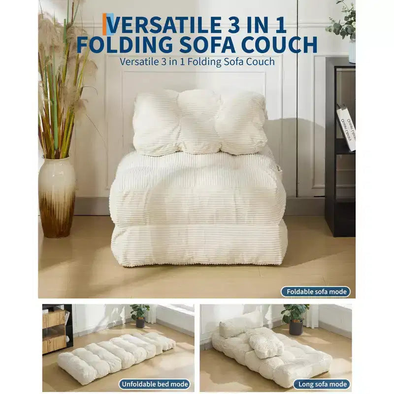 Canapé-lit pliant, Fauteuil lit convertible une place avec oreiller, matelas et support dorsal, Housse lavable en machine, pour Salon, Chambre universitaire, Appartement