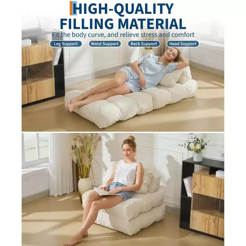 Canapé-lit pliant, Fauteuil lit convertible une place avec oreiller, matelas et support dorsal, Housse lavable en machine, pour Salon, Chambre universitaire, Appartement