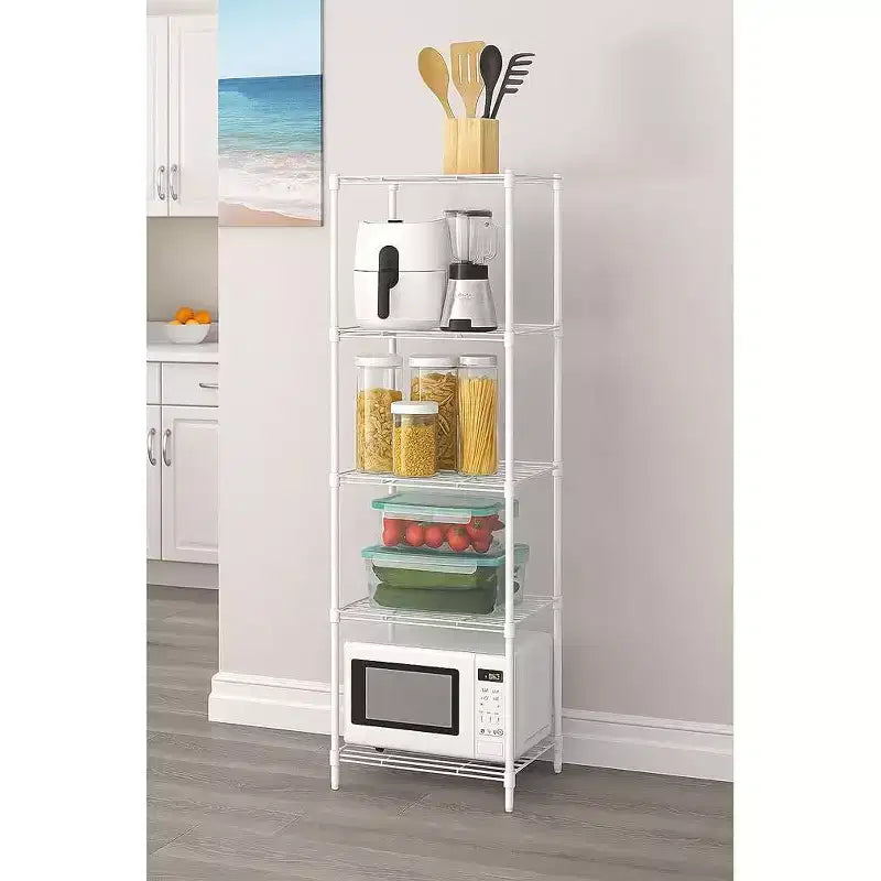 Étagère de Rangement en Fil Métallique à 5 Niveaux, Petites Étagères de Cuisine en Métal, Étagère de Garage Réglable pour Cellier, Cuisine, Garage