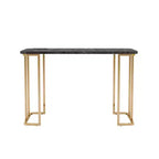Bureau Royal Hampton de 47 pouces, prise USB, pieds en métal doré, marbre synthétique noir