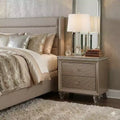 Royal Hampton 24 Inch Nightstand, 2 Drawers, Textured Drawer Panels, Gold Finish