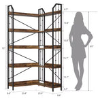 Étagère d'Angle Industrielle Garvee, Bibliothèque d'Angle en Forme de L à 5 ou 7 Niveaux avec Design Perlé et Pieds Réglables
