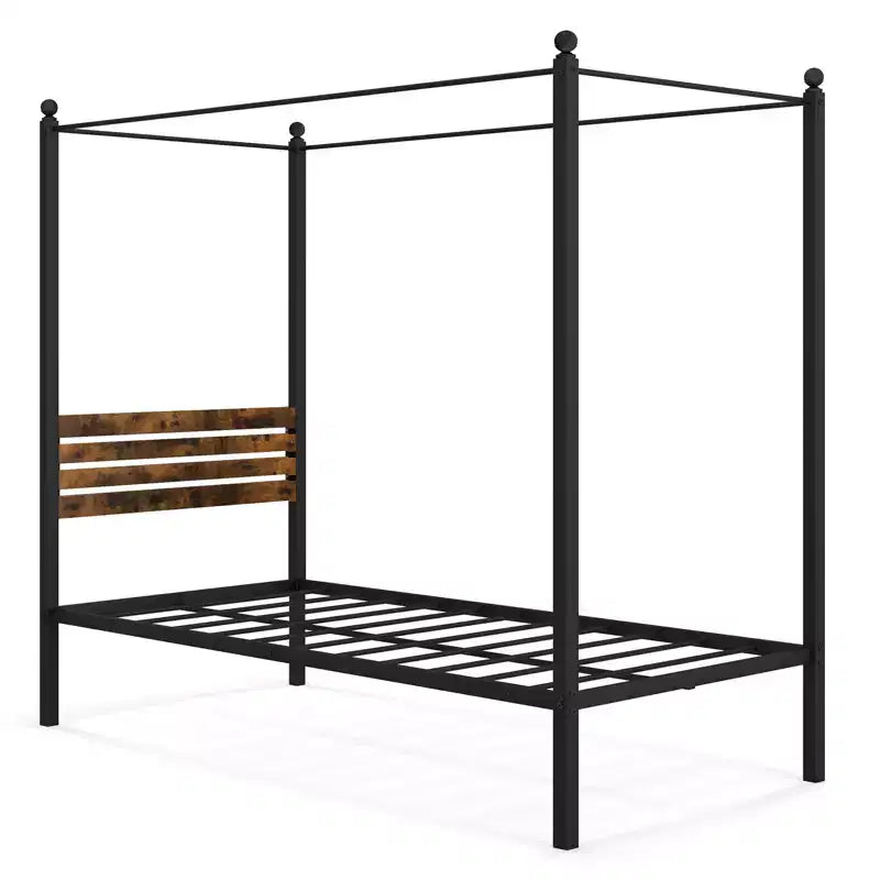 Costway Twin/Full/Queen Size 4-Post Canopy Bed Frame Rustproof Metal Noise-free with Foot Pads