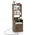 Costway Nightstand Bedside End Side Table Bookshelf w/ Charging Station