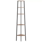 vidaXL Étagère d'angle Marron foncé et noir Bois d'ingénierie et acier Grand modèle