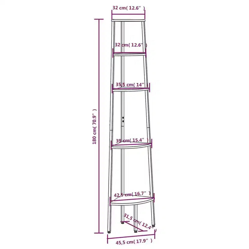 vidaXL Étagère d'angle Marron foncé et noir Bois d'ingénierie et acier Grand modèle
