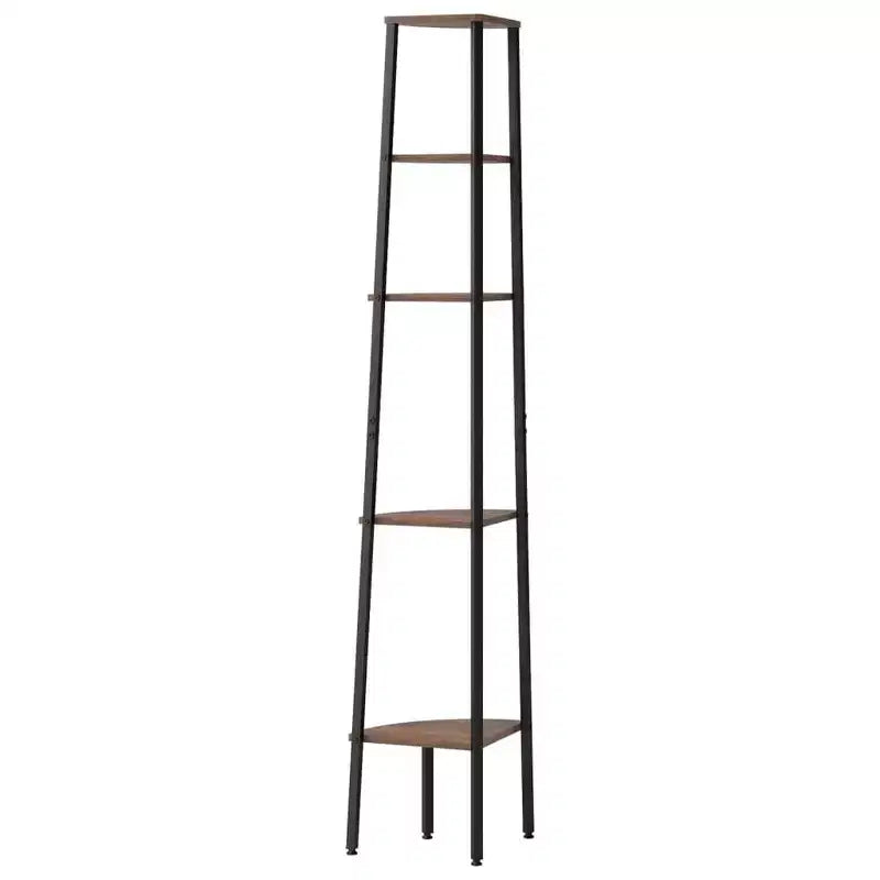 vidaXL Étagère d'angle Marron foncé et noir Bois d'ingénierie et acier Grand modèle