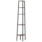 vidaXL Étagère d'angle Marron foncé et noir Bois d'ingénierie et acier Grand modèle