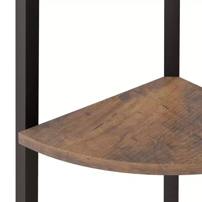 vidaXL Étagère d'angle Marron foncé et noir Bois d'ingénierie et acier Grand modèle