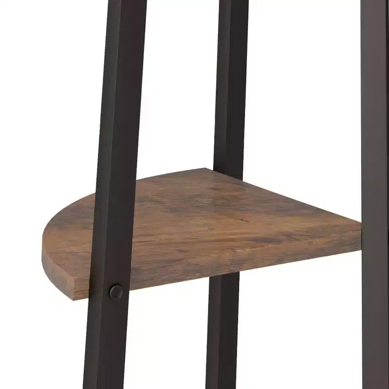 vidaXL Étagère d'angle Marron foncé et noir Bois d'ingénierie et acier Grand modèle