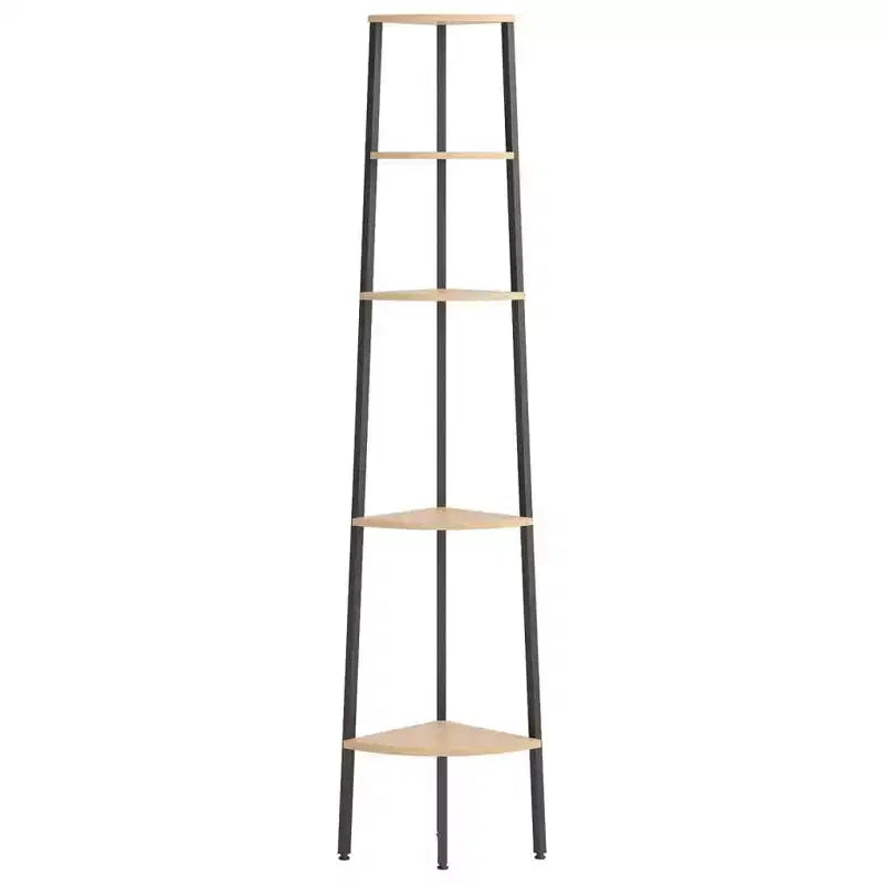 vidaXL Étagère d'angle Marron foncé et noir Bois d'ingénierie et acier Grand modèle