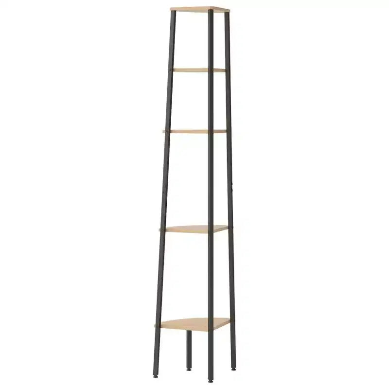 vidaXL Étagère d'angle Marron foncé et noir Bois d'ingénierie et acier Grand modèle