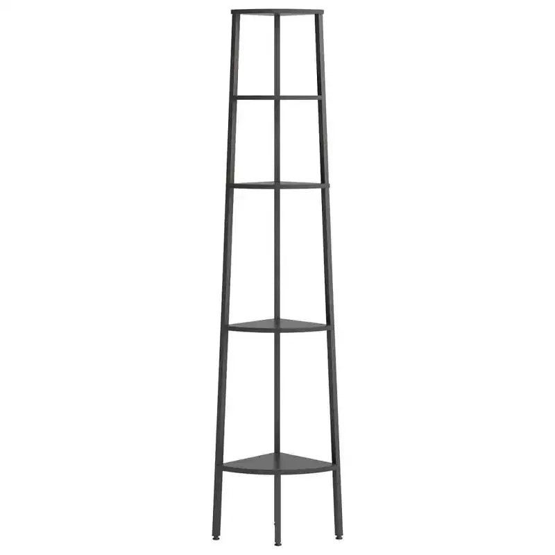 vidaXL Étagère d'angle Marron foncé et noir Bois d'ingénierie et acier Grand modèle