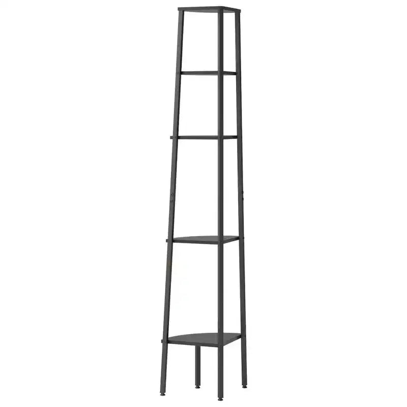 vidaXL Étagère d'angle Marron foncé et noir Bois d'ingénierie et acier Grand modèle