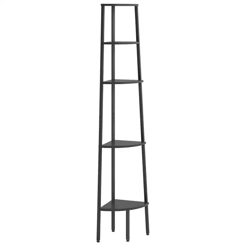vidaXL Étagère d'angle Marron foncé et noir Bois d'ingénierie et acier Grand modèle