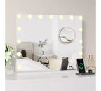 Miroir de courtoisie avec lumières, grand miroir de maquillage avec 3 couleurs d'éclairage à intensité variable, contrôle tactile intelligent, miroir de courtoisie rotatif