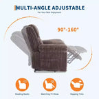 Fauteuil inclinable en velours côtelé, canapé inclinable manuel avec poignée, accoudoirs rembourrés, rembourrage épais, poche latérale, salon, chambre, salle de cinéma maison, gris foncé