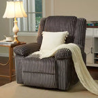 Fauteuil inclinable en velours côtelé, canapé inclinable manuel avec poignée, accoudoirs rembourrés, rembourrage épais, poche latérale, salon, chambre, salle de cinéma maison, gris foncé