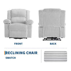 Fauteuil inclinable en velours côtelé, canapé inclinable manuel avec poignée, accoudoirs rembourrés, rembourrage épais, poche latérale, salon, chambre, salle de cinéma maison, gris foncé