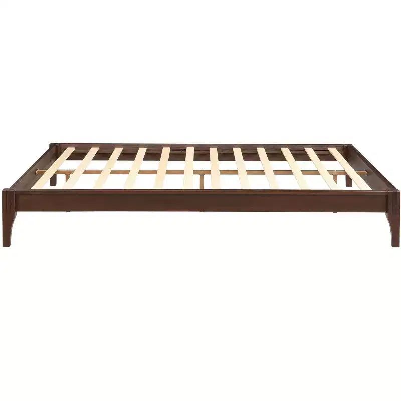 Lit plateforme en bambou massif GDFStudio Johnny 30 cm avec lattes en bois et support métallique